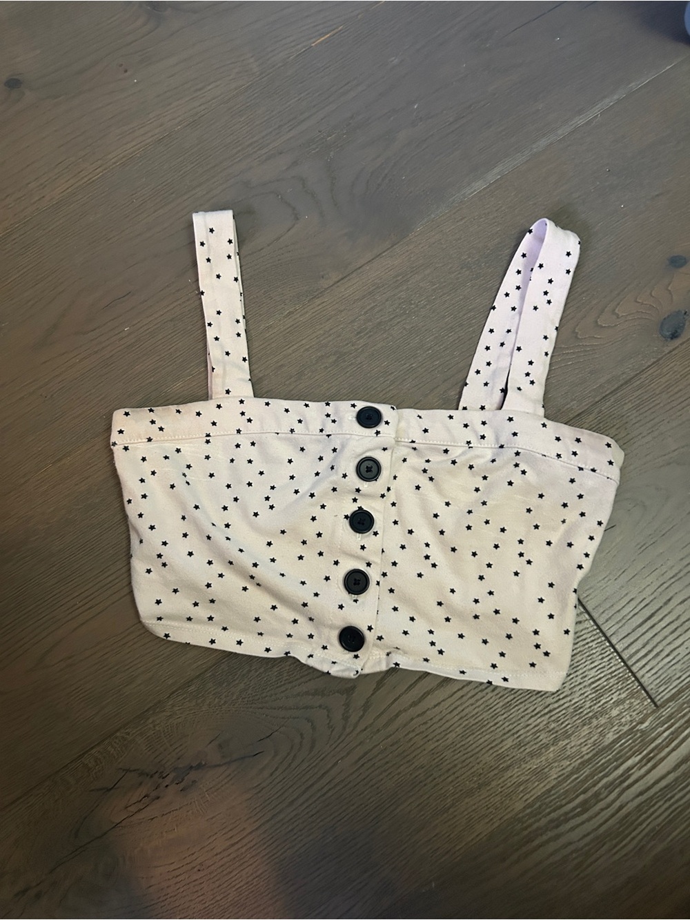 Off-White Star Print Button-Front Crop Top